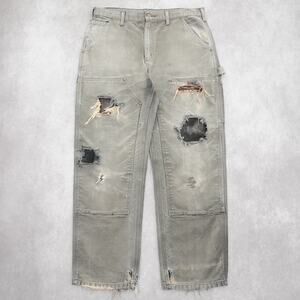 Vintage FADED Black Carhartt B01 BLK Double Knee Carpenter Pants 33x29